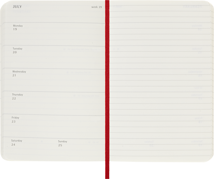 2027 Moleskine 12 Month Weekly + Notes Soft Cover Pocket Diary 90mm x 140mm Scarlet Red