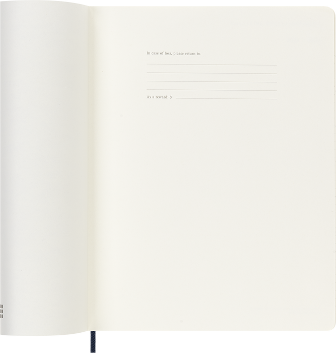 2027 Moleskine 12 Month Weekly + Notes Soft Cover Diary XL 190mm x 250mm Sapphire Blue