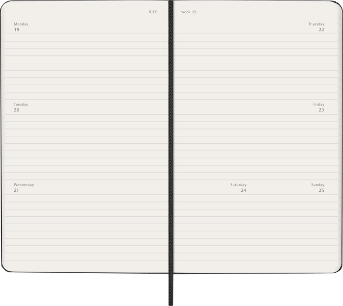 2027 Moleskine 12 Month Weekly Horizontal Hard Cover Diary Large 130mm x 210mm Black