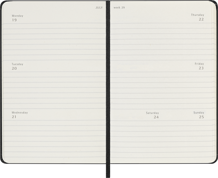 2027 Moleskine 12 Month Weekly Horizontal Hard Cover Pocket Diary 90mm x 140mm Black