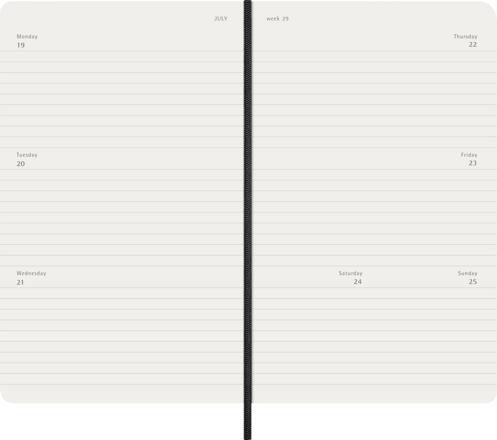 2027 Moleskine 12 Month Weekly Horizontal Soft Cover Diary Large 130mm x 210mm Black