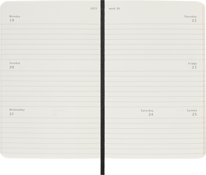 2027 Moleskine 12 Month Weekly Horizontal Soft Cover Pocket Diary 90mm x 140mm Black