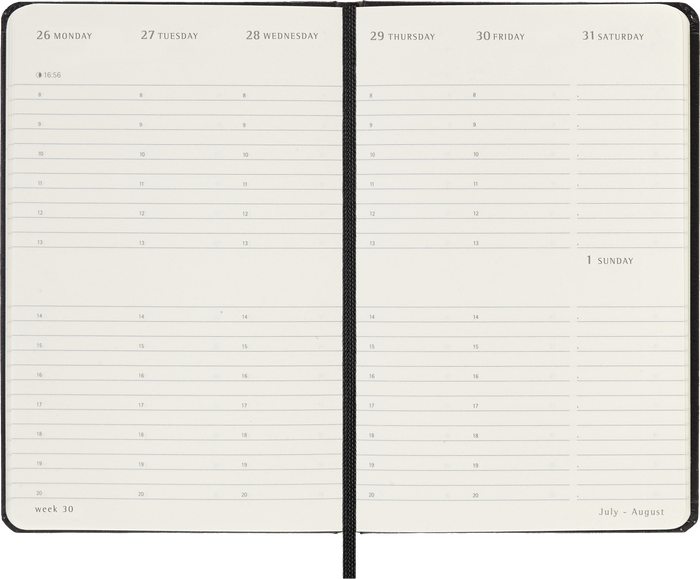 2027 Moleskine 12 Month Weekly Vertical Hard Cover Pocket Diary 90mm x 140mm Black