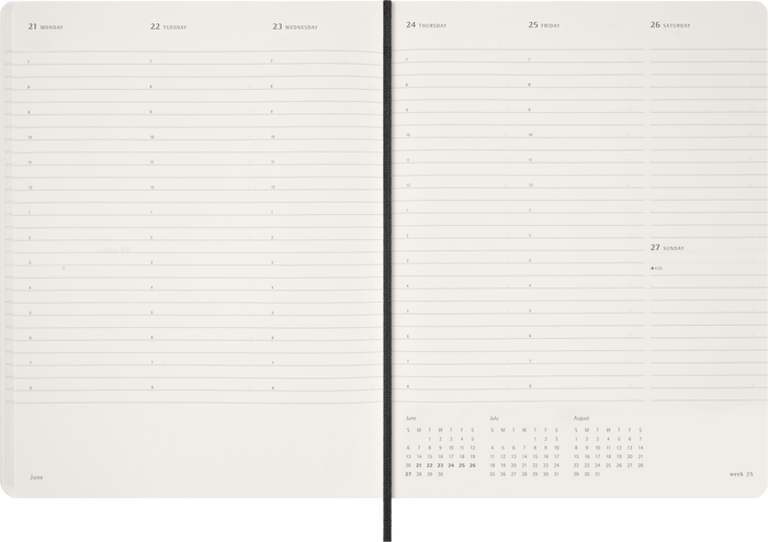 2027 Moleskine Essential 13 Month Soft Cover Vertical Weekly Planner XXL 216mm x 279mm Black