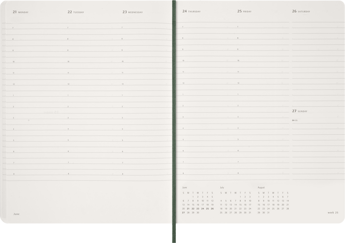 2027 Moleskine Essential 13 Month Soft Cover Vertical Weekly Planner XXL 216mm x 279mm Myrtle Green
