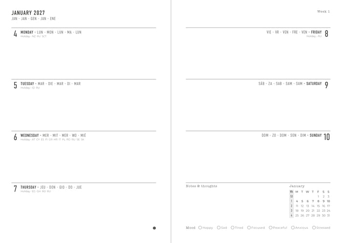 2027 Letts of London Conscious A5 Week to View Diary 148mm x 210mm Rosewater
