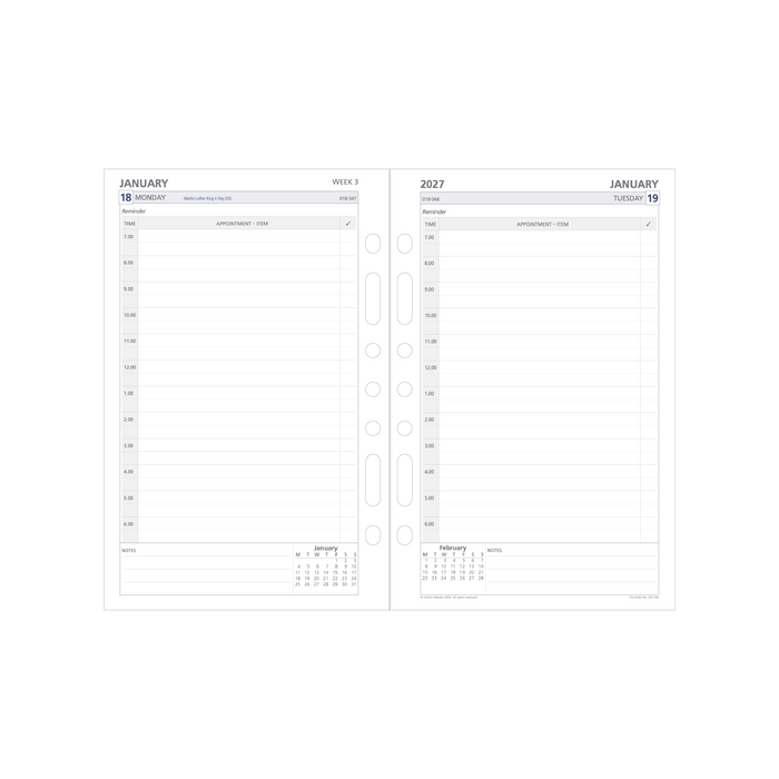 2027 Debden Dayplanner Refill, Day to a Page, 140mm x 216mm