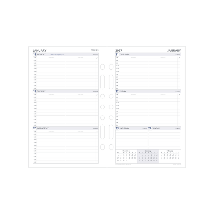 2027 Debden Dayplanner Refill, Week to View, 140mm x 216mm