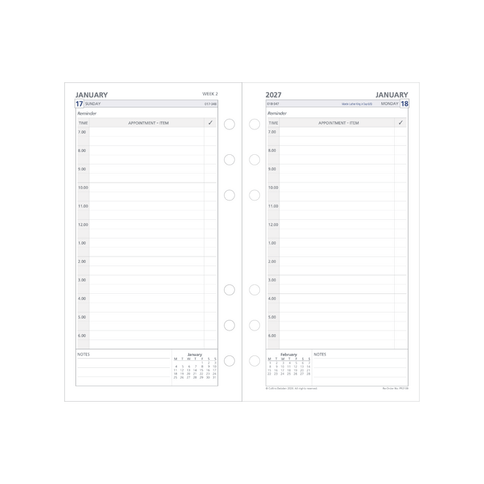 2027 Debden Dayplanner Refill, Day to a Page, Personal 96mm x 172mm