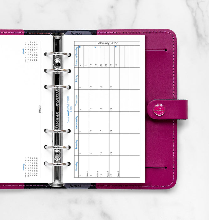 2027 Filofax Classic Personal Refill, Month To A Page With Notes, 95mm x 171mm