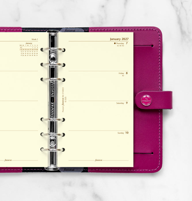 2027 Filofax Classic Personal Refill, Week To View, Cotton Creme, 95mm x 171mm