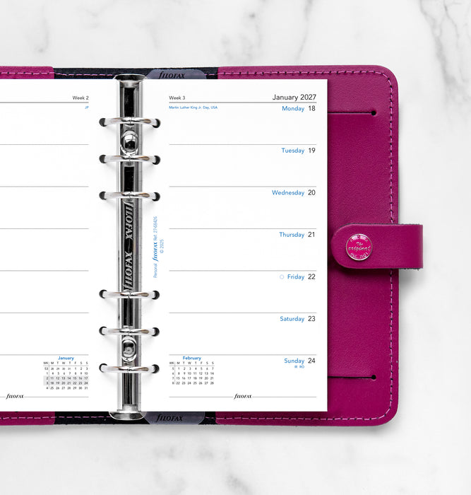 2027 Filofax Classic Personal Refill, Week Per Page, 95mm x 171mm