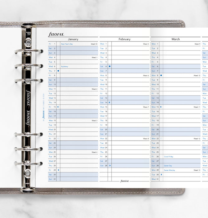 2027 Filofax A5 Year Planner Refill, Vertical, 148mm x 210mm