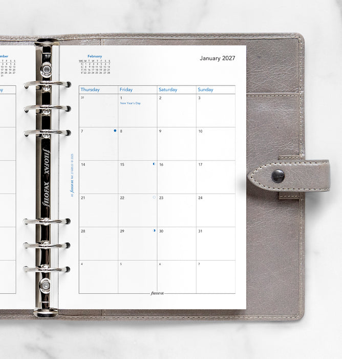 2027 Filofax Classic A5 Year Planner Refill, Month To View, 148mm x 210mm