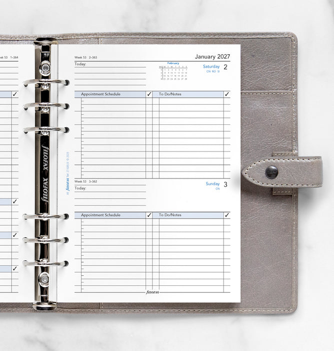 2027 Filofax Business A5 Refill, Day Per Page, 148mm x 210mm