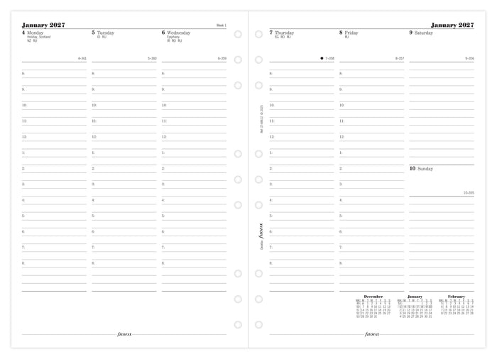 2027 Filofax Deskfax Classic Refill, Week To View With Appointments, Vertical, 176mm x 250mm