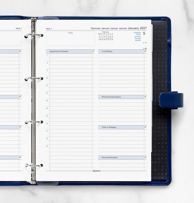 2027 Filofax Classic A4 Refill, Week Per Page With Appointments, Multi Language, 210mm x 297mm