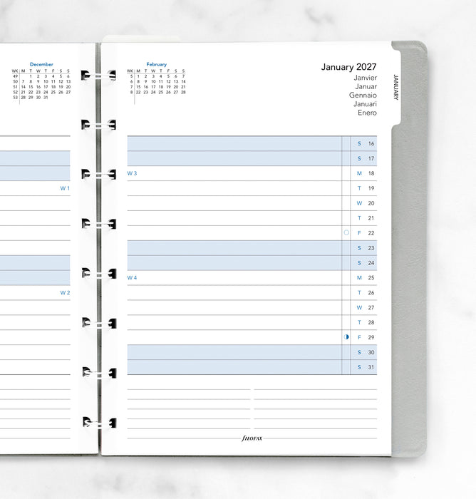 2027 Filofax A5 Notebook Month Planner Refill, 148mm x 210mm