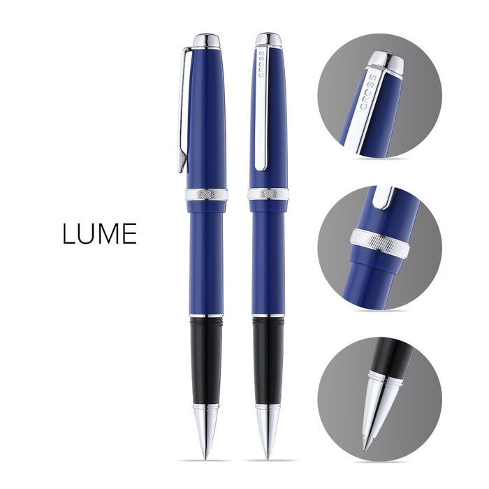 Cross Lume Blue with Chrome Trim Ballpoint Pen