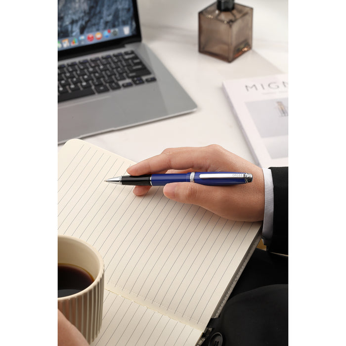 Cross Lume Blue with Chrome Trim Ballpoint Pen