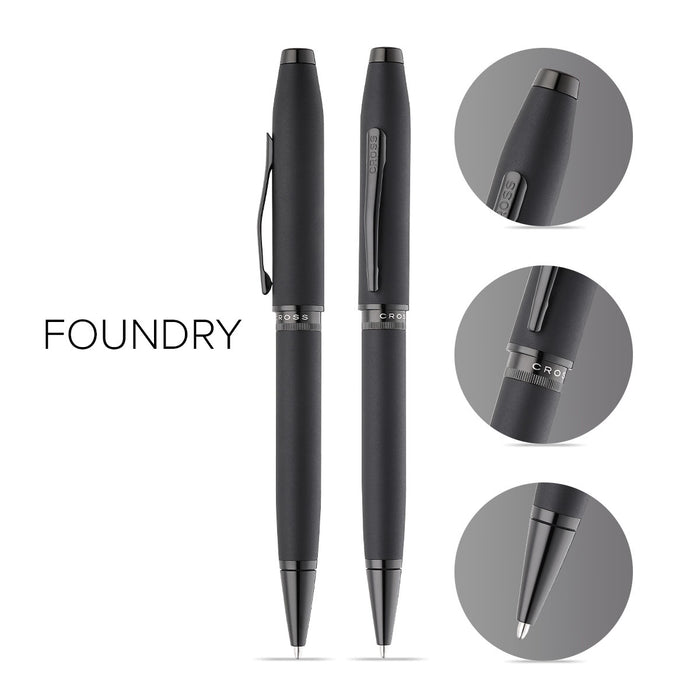 Cross Foundry Matt Black with PVD Black Trim Ballpoint Pen