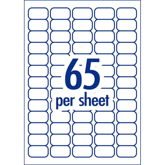 Avery L7651 White Premium Addressing Labels with AveryEco 65up Inkjet & Laser Printable, 10 Sheets