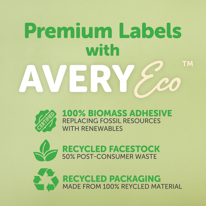 Avery L7165 White Premium Shipping Labels with AveryEco 8up Inkjet & Laser Printable, 100 Sheets