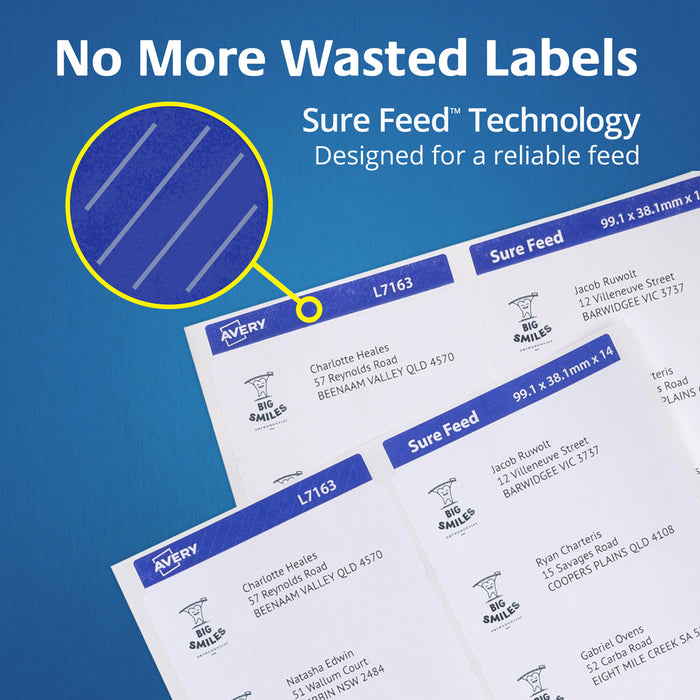 Avery L7175 White Premium Addressing Labels with AveryEco 65up Inkjet & Laser Printable, 20 Sheets