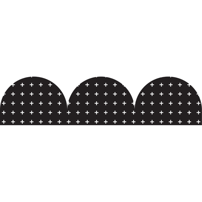 LCBF Black & White Crosses Rolled Scalloped Border