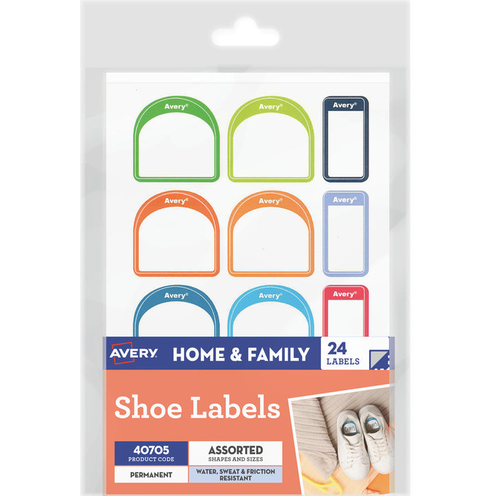 Avery 40705 Shoe Labels Assorted 24 Labels on A6 Sheet