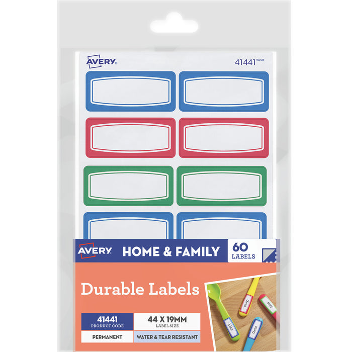 Avery 41441 Kids Durable Labels Dishwasher & Microwave Safe 44mm x 19mm 60 Labels