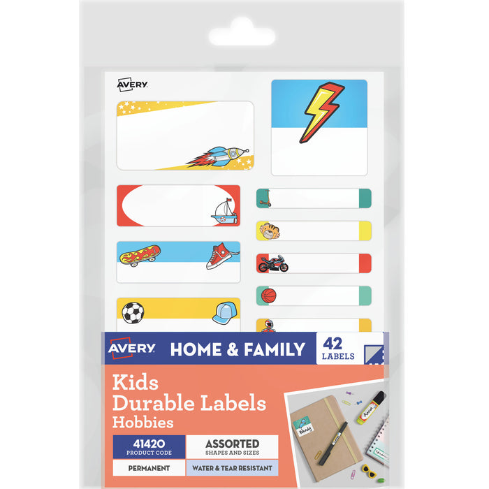 Avery 41420 Kids Durable Labels Dishwasher & Microwave Safe 42 Labels Hobbies