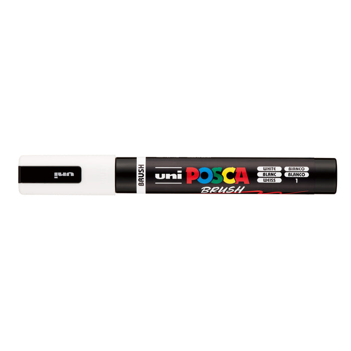Uni Posca PC-5BR Brush Tip Marker 1-4mm Medium, White