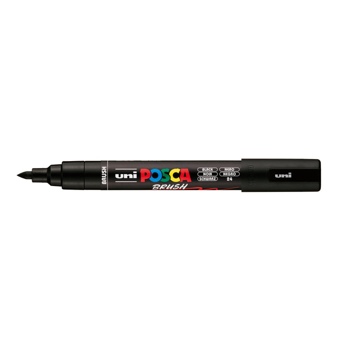 Uni Posca PC-5BR Brush Tip Marker 1-4mm Medium, Black