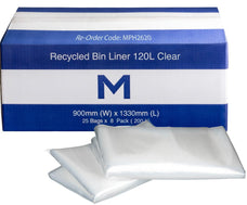 100L Clear Recycled Bin Liners x 225's pack (925mm x 1200mm x 30mu) MPH2510