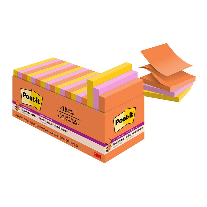 Post-it Super Sticky Pop Up Notes, Energy (Rio), 76 x 76mm, Pack of 18 (R330-18SSAU-CP)