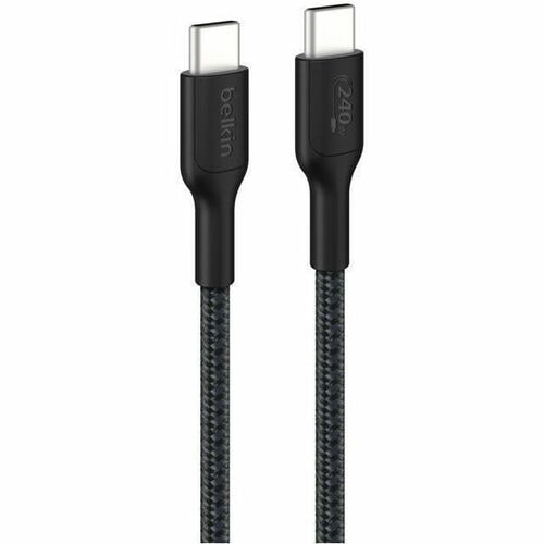 Belkin USB-C to USB-C Braided Cable 240W - 1 m USB-C Data Transfer Cable for iPhone, MacBook, iPad Air, iPad Pro, MacBook Pro - First End: 1 × USB 2.0 Type C - Male - Second End: 1 × USB 2.0 Type C - Male - Black