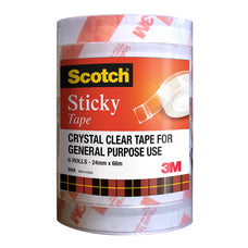 Scotch Sticky Tape, 24mm x 66m, Pack of 6 (502)