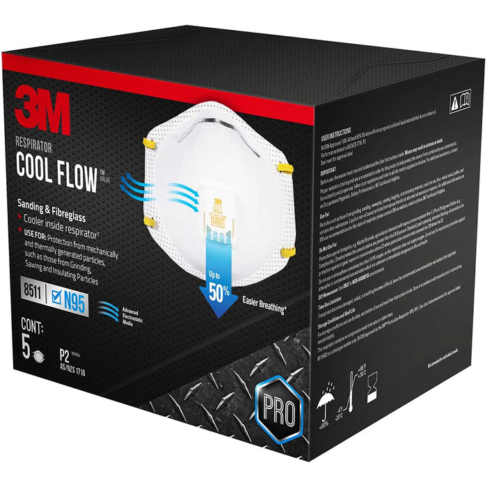 3M Respirator Valved Sanding Fibreglass, Pack of 5 (8511HB2-C-PS)