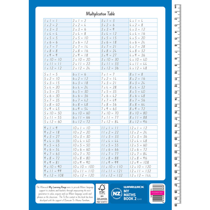 Warwick My Maths Book 2, 7mm Quad, 64 Page
