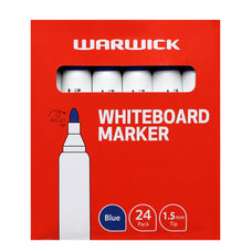 Warwick Whiteboard Marker, Bullet Tip, Blue, Pack of 24