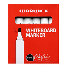 Warwick Whiteboard Marker, Chisel Tip, Black, Pack of 24