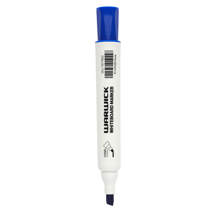 Warwick Whiteboard Marker, Chisel Tip, Blue, Pack of 24