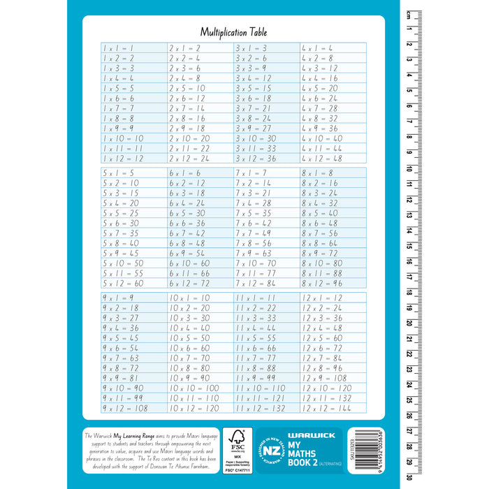 Warwick My Maths Book 2, 7mm Quad Alternating Pages, 317mm x 230mm