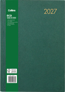 2027 Collins Eco Diary A43, Week Per View, 210mm x 297mm