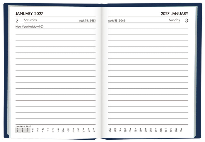 2027 Collins Pocket Diary A71P, Day Per Page, PVC Cover, Navy, 74mm x 105mm