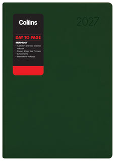 2027 Collins Rhapsody A41 Appointment Diary, Day Per Page, Soft Touch Skiver PU Cover, Racing Green, 210mm x 297mm