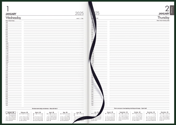 2025 Collins Rhapsody A41 Appointment Diary, Day Per Page, Soft Touch Skiver PU Cover, Racing Green, 210mm x 297mm