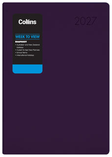 2027 Collins Rhapsody A53 Appointment Diary, Week To View, Soft Touch Skiver PU Cover, Maroon, 148mm x 210mm