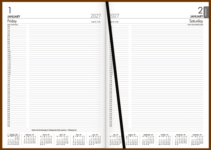 2027 Collins Rhapsody A41 Appointment Diary, Day Per Page, Soft Touch Skiver PU Cover, Cappuccino, 210mm x 297mm